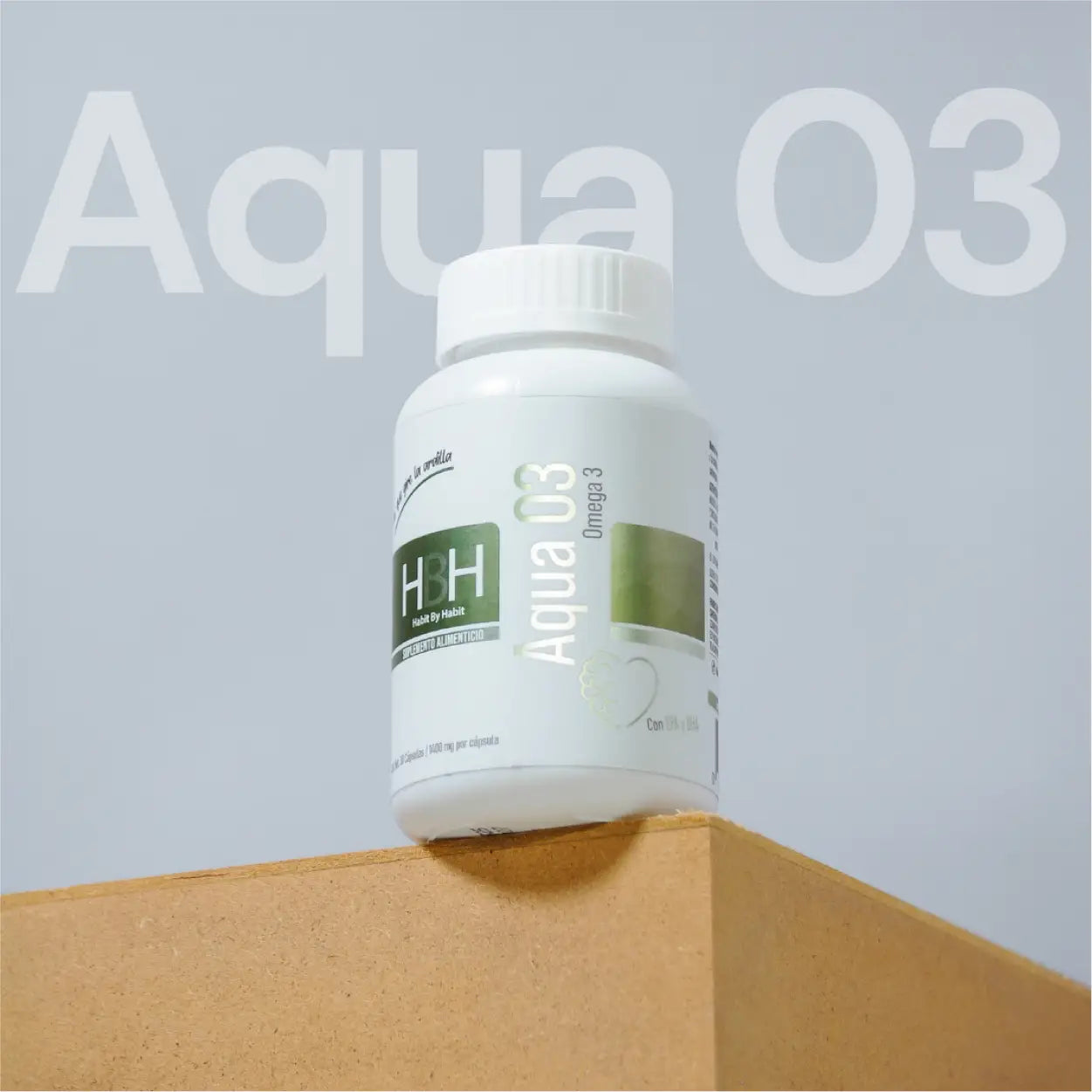 Frasco real de Aqua 03 | Suplemento con omega 3 EPA y DHA
