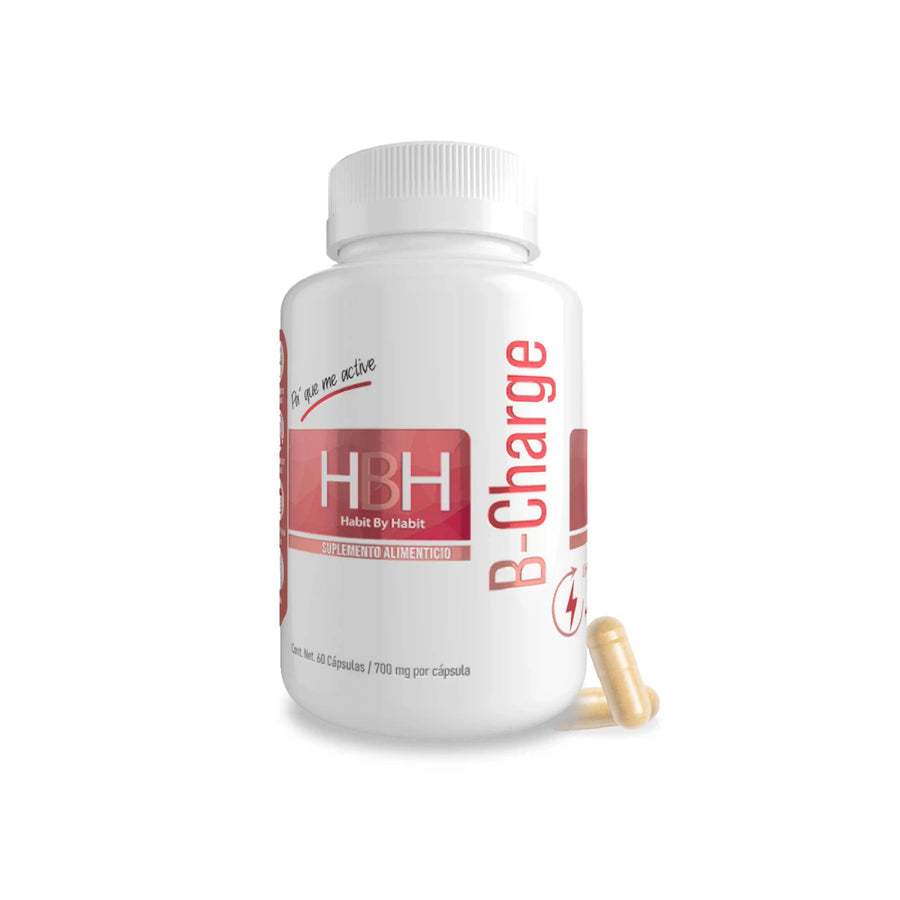 HBH Suplementos | B-Charge | Suplemento con Nicotinamida Riboside + Coenzima Q10 + Vitamina C | Energía Celular y Antioxidante | 60 Cápsulas | 700 mg | 30 Porciones | Fórmula Limpia