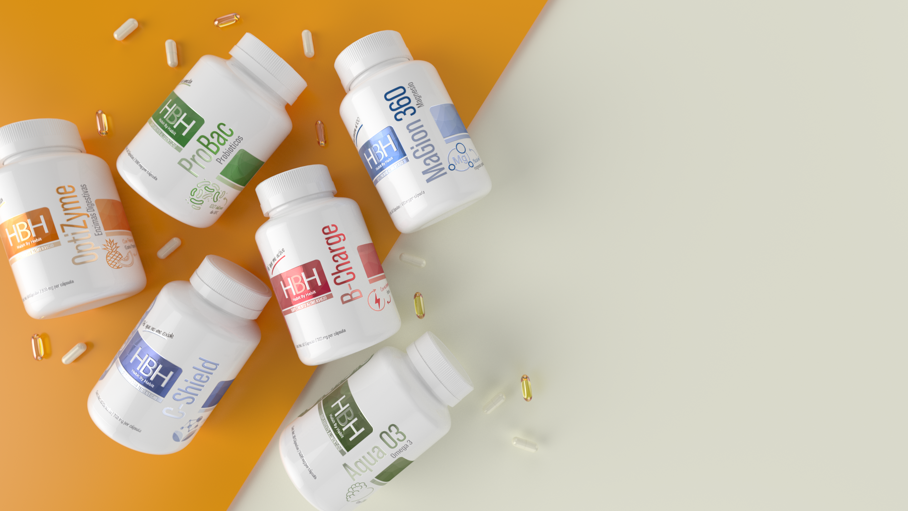 Banner con suplementos destacados HBH Suplementos
