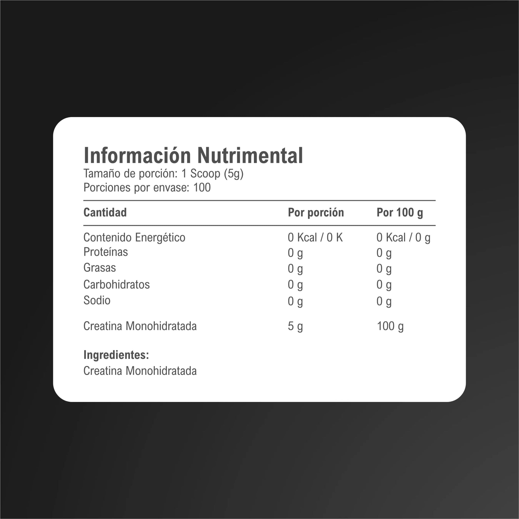 HBH Suplementos Creatina Monohidratada de Alta Pureza con 5 g por porción, Apoyo a la Función Física y Disponibilidad Energética, Sin Sabor, 500 g, 100 porciones - HBH