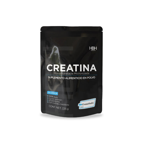 HBH Suplementos Creatina Monohidratada Micronizada Creavitalis® con 5 g por porción, Sin Sabor, 225 g, 45 porciones - HBH