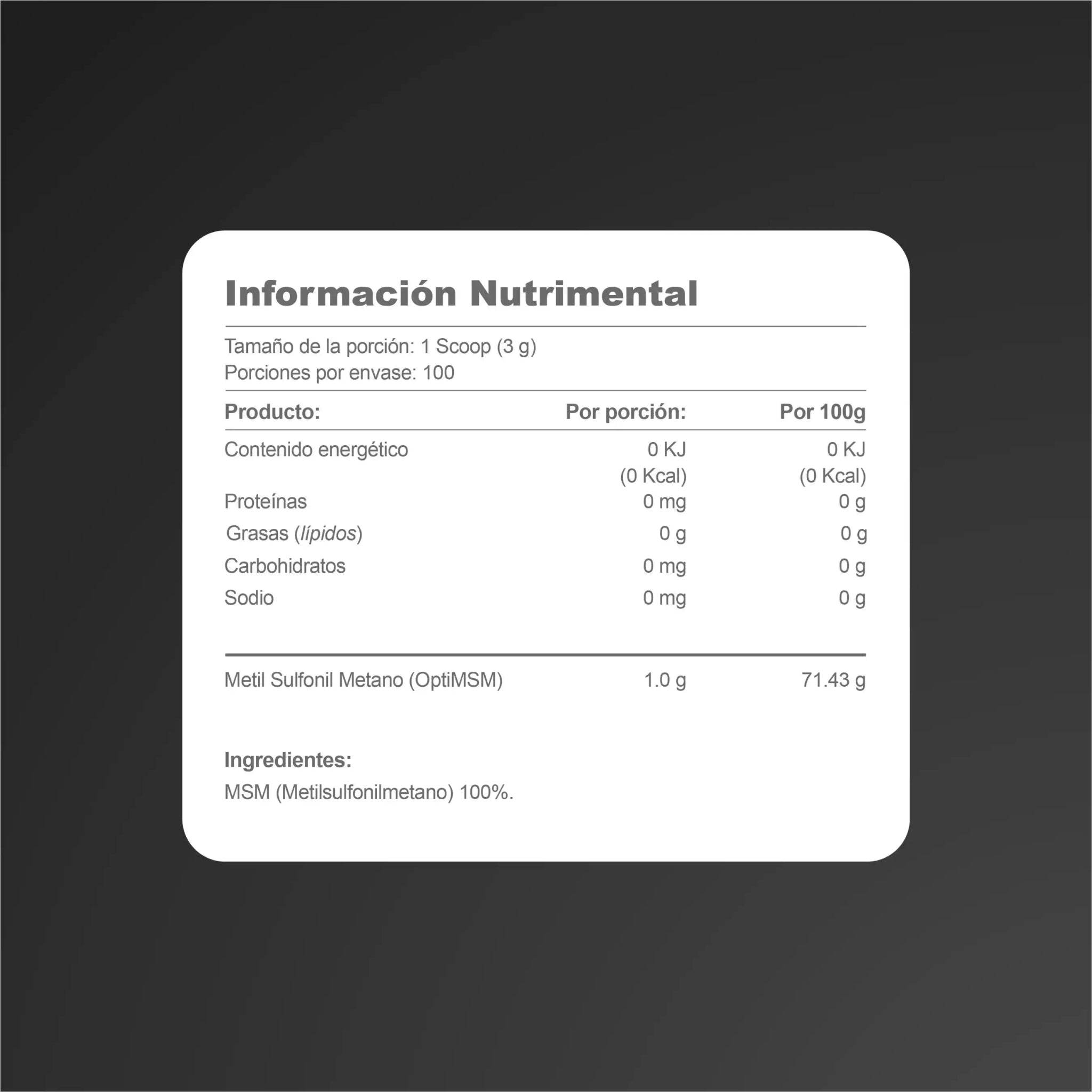 HBH Suplementos OptiMSM® MSM de Alta Pureza, Apoyo a Tejidos Conectivos y Bienestar General, Sin Sabor, 500 g, 166 porciones - HBH