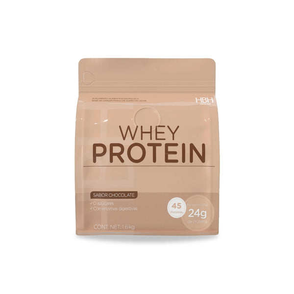 HBH Suplementos Proteína de Suero con Enzimas Digestivas. Sabor Chocolate 1,600 g, 45 porciones - HBH